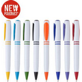 Union Printed White "Central" Click Pens w/ Colored Trim